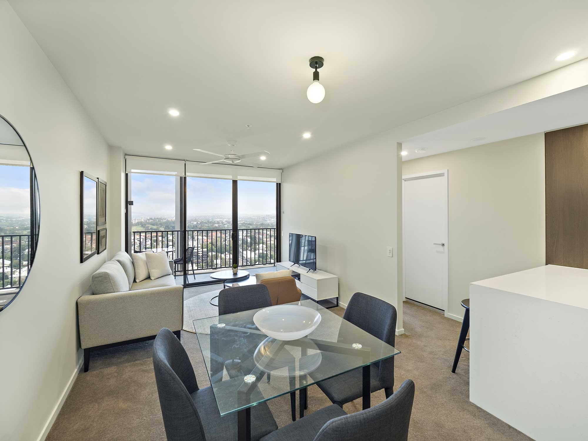 Real estate apartment photography Spire Residences, Apartment 3210 lounge, September 2018