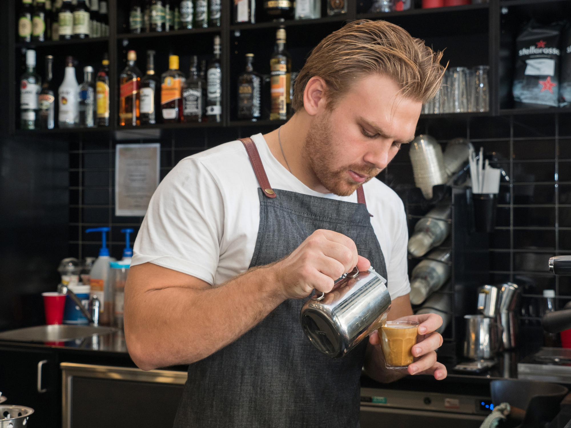 Pouring the coffee - Commercial photography shoot for Stellarossa Coffee